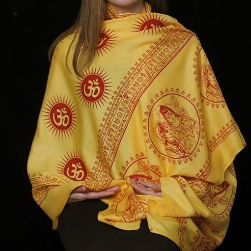 Image Title Indian Om Shawl - Yellow